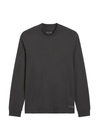 Marc OPolo Casual - DfC Stehkragen-Longsleeve regular dark grey melange - Gr. - XXL