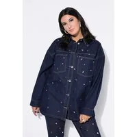 Studio Untold Hemdbluse Jeanshemd Oversize Shape Glitzersteine