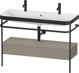 Duravit Happy D.2 Plus c-bonded Set mit Metallkonsole und Schubkasten Stein Grau Seidenmatt 1175x490 HP4764O92920000