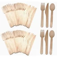 Spectrum Einwegbesteck-Set 4er Set Besteckset Holz Holzbesteck a 24 tlg. gleich 96 Teile (96-tlg)