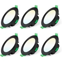 ALUSSO LED Einbaustrahler 6er-Set, 7W Decken Leuchte, 68mm Flach Strahler Dimmbar Spot, Helligkeit von 10 % bis 100 %, Rund, Schwarz