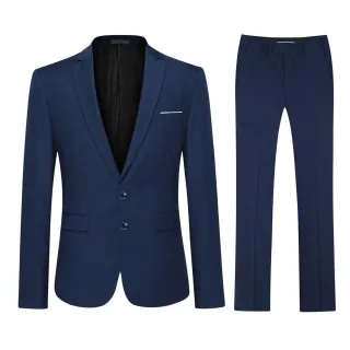 2-teiliger Slim Fit-Anzug für Herren mit zwei Knöpfen, Marineblau