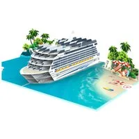 papercrush Geschenkkarte Kreuzfahrtschiff Pop-Up Karte, Gutschein für Kreuzfahrt, Handgemacht, Verschenkfertig, Mit Umschlag