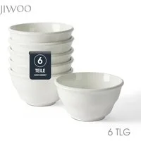 JIWOO Schüssel 6er Ø11,7cm, Müslischale Eisschale FrühstückSchale Dessertschale, Keramik, (Schaleset, 6-tlg), Bowl, Hochwertiges Schalen weiß Schale Mikrowellenofen Spülmaschine