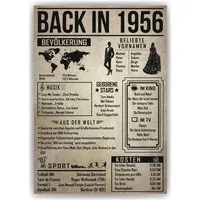 Tigerlino Poster 70. Geburtstag Geschenkidee Back in 1956 Rückblick Frau & Mann, Geburtstagskarte DIN A4
