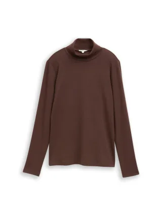Tom Tailor - Langarmshirt mit Rollkragen braun - Gr. - XS