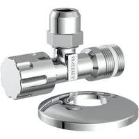 Kirchhoff Eckventil Chrom, 1/2"AG x 3/8"AG x 10 mmQ, selbstdichtend, mit Schubrosette