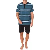 Normann Pyjama Normann Herren kurzarm Schlafanzug Shorty mit Knopfleiste am Hals