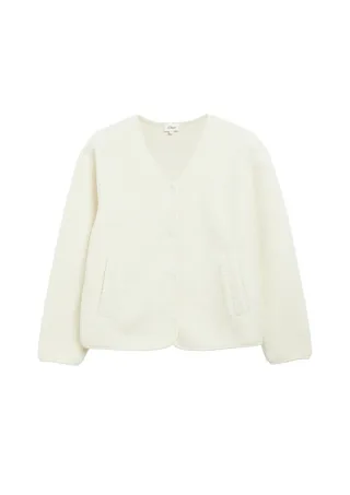 s.Oliver Red Label - Sweatjacke mit V-Ausschnitt beige - Gr. - 46