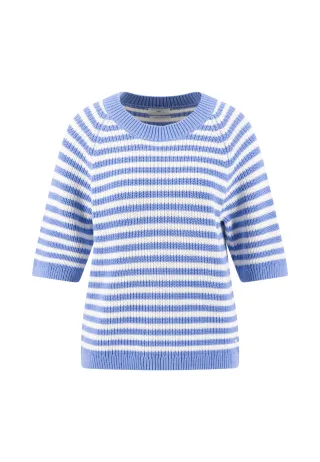 FYNCH-HATTON - PULLOVER HALFSLEEVE COTTON STRIPE cornflower blue - Gr. - S