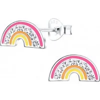 ALEXANDER YORK Paar Ohrstecker REGENBOGEN pink mit Kristall weiß, 2-tlg., 925 Sterling Silber