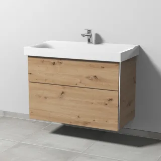 Sanipa 3way Waschtischunterbau zu Geberit Xeno2 Waschtisch mit 2 Auszügen, Eiche Natural-Touch BR66185