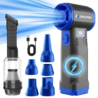 Drillpro G1 Cordless 550g Wind Pressure Turbo Fan 10,000mAh Peak Battery 9 Speed Settings 90,000RPM 40mm Brushless Motor