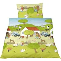 JACK Kinderbettwäsche JACK by Bierbaum Kinder Renforce Bettwäsche 2 tlg. 100x135cm Bauernhof, Renforcé, 2 teilig, wunderschöne Kinderbettwäsche, Reißverschluss, Tiere auf dem Bauernhof