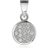 Materia Kettenanhänger Damen Silber Zirkonia weiß klein Ø8mm KA-514, 925 Sterling Silber, rhodiniert