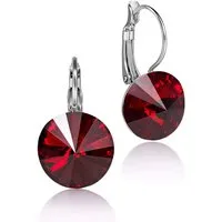LUISIA® Paar Ohrhänger Silberne Ohrringe "Rivoli" mit 12 mm Kristallen von Swarovski® (2-tlg., inkl. Schmuckbox), Große Farbauswahl