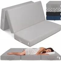 Klappmatratze 3-teilig, Gästematratze mit extra dickem Schaumstoff, ELONEO, 15 cm hoch, waschbarer Bezug, geeignet für Hausstauballergiker, schadstoffgeprüft
