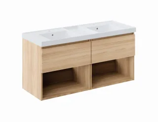 Cosmic Bbest Unterschrank 2 Schublade Und 2 Ablage mit Teckstone-Waschbecken, Eiche Natur, WJB010P22 WJB010P2201194