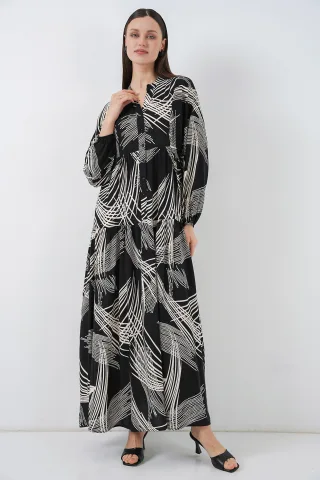 Gemustertes V-Ausschnitt Maxikleid