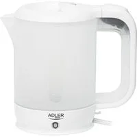 ADLER EUROPE Reise-Wasserkocher AD 1381 kompakter Reisewasserkocher mit 2 Bechern, Löffel, 0,5 l, 900 W, Kunststoff, für Reise, Camping, Hotel und Urlaub, weiß