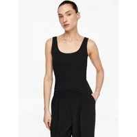comma Muskelshirt T-Shirt Geripptes Tanktop mit Rundhalsausschnitt