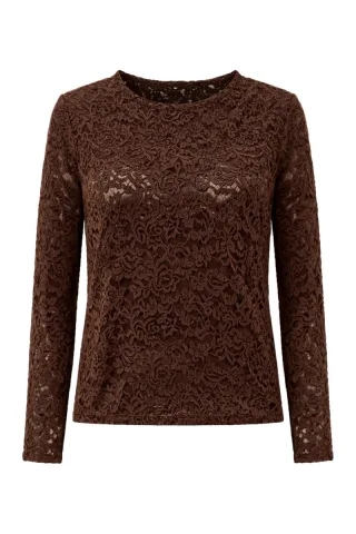 signe nature - Langarmshirt mit Struktur braun - Gr. - 38