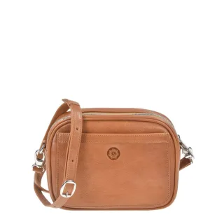 Sonnenleder Damen Umhängetasche klein & kompakt Sintra – Leder naturbraun. Handliche Freiheit und natürliche Eleganz für Ihre Essentials.