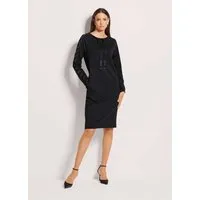 MADELEINE Midikleid Stretch-Kleid mit Spitze und Strass Jersey-Kleid mit Rundhalsausschnitt, Taschen