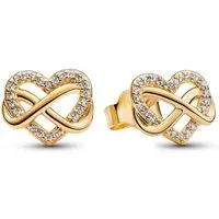 Pandora Paar Ohrstecker 262667C01, Damen- Funkelndes Unendlichkeits-Herz Goldfarben