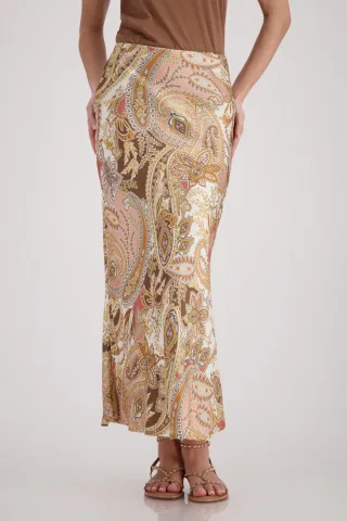 monari - Maxirock mit Paisleymuster mocca gemustert - Gr. - 34