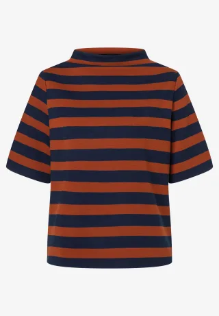 MORE & MORE - Streifenshirt mit Turtleneck blau - Gr. - 38