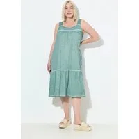 Ulla Popken Midikleid Jerseykleid cold dyed A-Linie Rundhals ärmellos