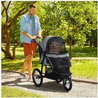 PawHut Hundebuggy Katzenwagen mit geländegängige Gummiräder Kissen Buggy, (Hundewagen, 1-tlg), für Hunde & Katzen bis 20 kg, Grau