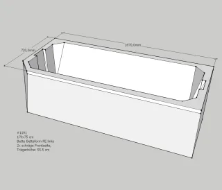 Neuesbad Wannenträger für Bette Profi-Form (s) 170x75 Kopfende re/Fußende li SW13578