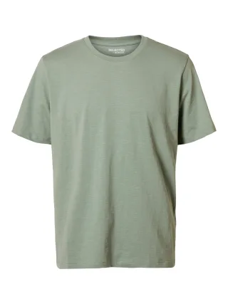 SELECTED MEN - SLMASPEN SLUB SS O-NECK TEE NOOS Iceberg Green - Gr. - XL