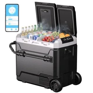 Hcalory P40M+ / P50M+ / P60M+ 40/50/60L Car Refrigerator Independent Dual Zone Temperature Control APP Bluetooth Control