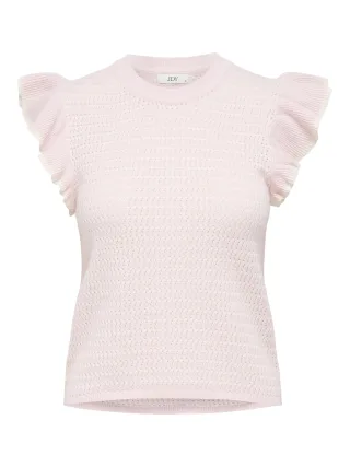 JDY - JDYCARICE S/L FRILL PULLOVER KNT NOOS Chalk Pink - Gr. - XL