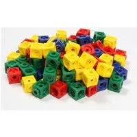 100 Steckwürfel 4- farbig 1,7cm rot, blau, gelb, grün / diverse, rot, blau, gelb, grün, X