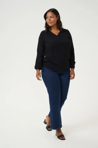 Langarm-Bluse Regular fit Black