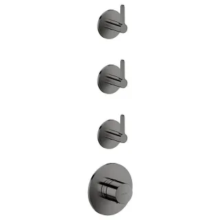hansgrohe AXOR One Thermostatmodul 48723330 Unterputz, 3 Verbraucher, mit Hebelgriff, polished black chrome