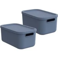 ROTHO Aufbewahrungsbox Albula Light 2er-Set Kiste 12l mit Deckel (Aufbewahrungsboxenset, 2er-Set)