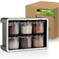 Viwares Gewürzbehälter platzsparendes Gewürzregal mit Aromaschutz, 550ml, (Set, 6-tlg., 6er), Mit Wandhalterung und Löffeln