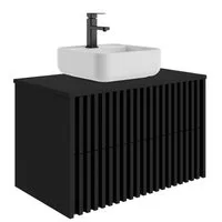 UEV Waschtisch mit Unterschrank hängend Rechteckiges Keramikwaschbecken (Komplett-Set Badmöbel, Badezimmmer Schrank, mit Wasserhahn und Pop-up-Ablassventil Aufsatz-Waschbecken), Soft-close Schubladen,Waschbeckenunterschrank mit 2 Schubladen