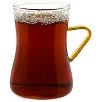 Mulex Teeglas Style Teegläser-Set, 6-teilig mit goldfarbenem Henkel - 200 ml, 6-tlg., Glas, mit Henkel