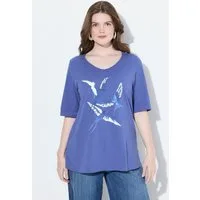 Ulla Popken T-Shirt T-Shirt Schwalben Classic V-Ausschnitt Halbarm