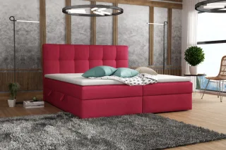 Boxspringbett Schlafzimmerbett ARTURO 200x200cm Stoff Soro Rot