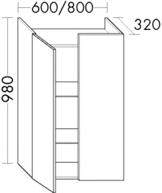 Burgbad Halbh.Schrank Sys30 PG3 Diago 960x600x320 Weiß Hochglanz, UHFT060F1507 UHFT060F1507