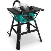 VONROC Tischkreissäge mit Führungsschiene 1500W - Tischsäge mit Staubabsaugung 5000U/min, inkl. Untergestell, - Ø210mm - Inkl. Gehrungsführung und 40T Sägeblatt