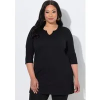 Ulla Popken Longshirt Longshirt A-Linie Tunika-Ausschnitt 3/4-Arm