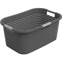 ROTHO Wäschekorb Wäschebox 40L COUNTRY, ergonomische Wäschebehälter mit Griffe, Rattan-Oberfläche ermöglicht Luftzirkulation im Korb